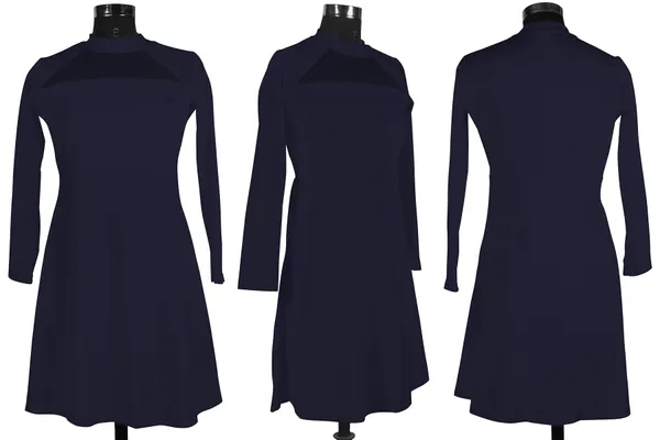 Blue___Stretchable_Knitting_Dress_for_Women