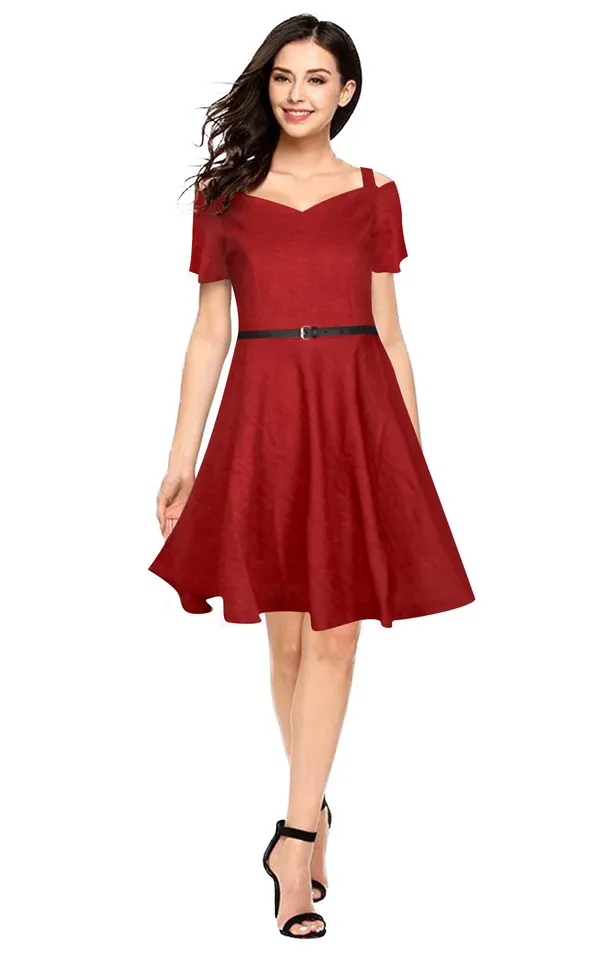 Black_Polyster_Knitting_Dress_for_Women