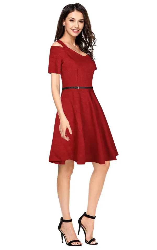 Black_Polyster_Knitting_Dress_for_Women