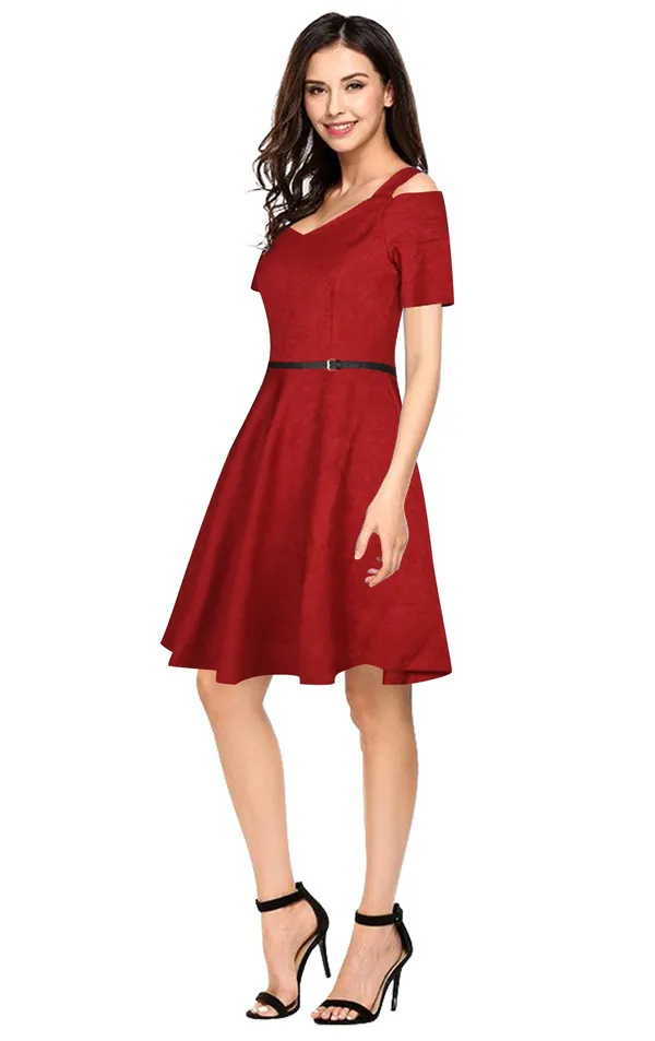 Black_Polyster_Knitting_Dress_for_Women