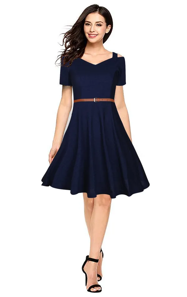 Maroon_Polyster_Knitting_Dress_for_Women