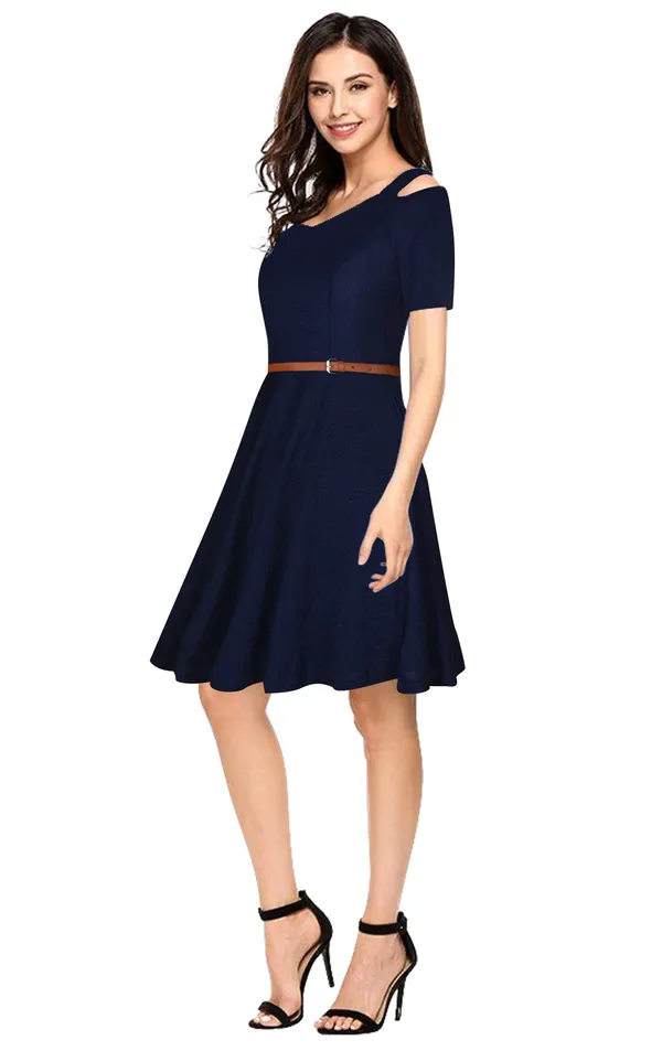 Maroon_Polyster_Knitting_Dress_for_Women