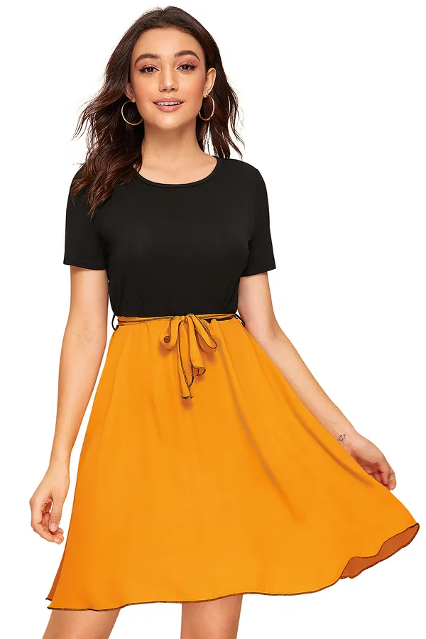 Red__Stretchable_Knitting_Dress_for_Women