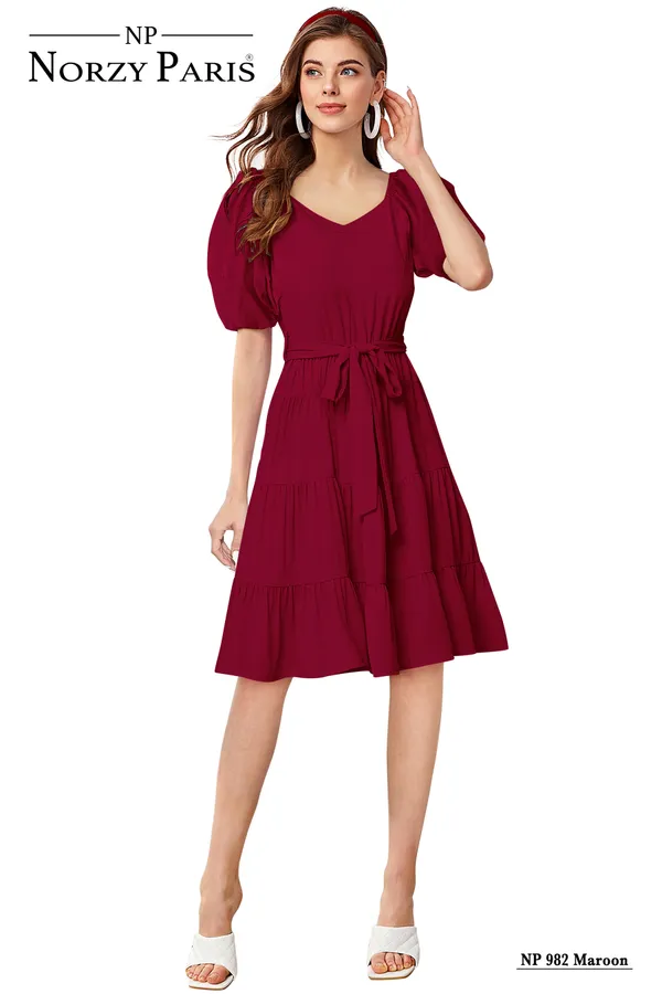 Peach__Stretchable_Knitting_Dress_for_Women