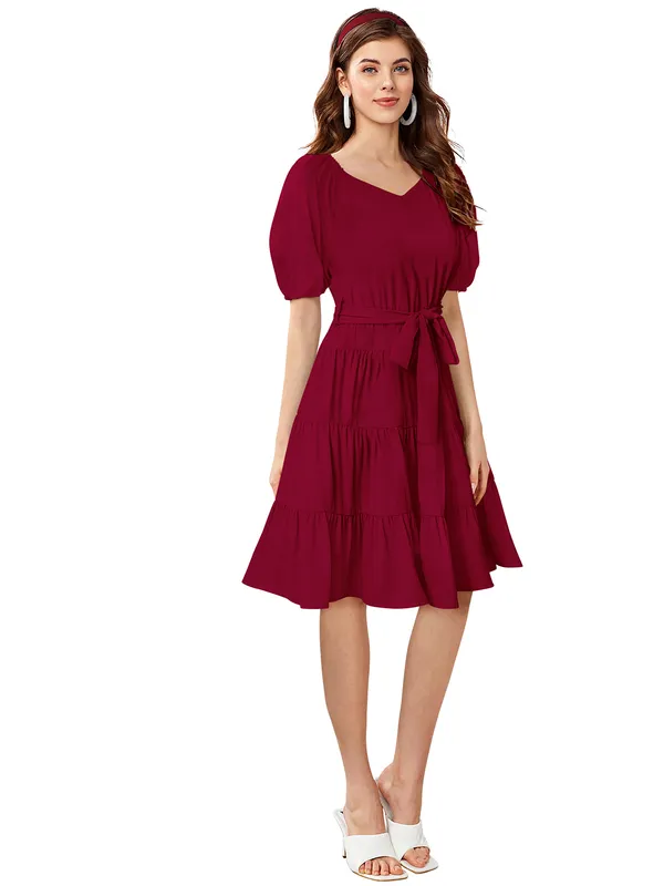 Peach__Stretchable_Knitting_Dress_for_Women