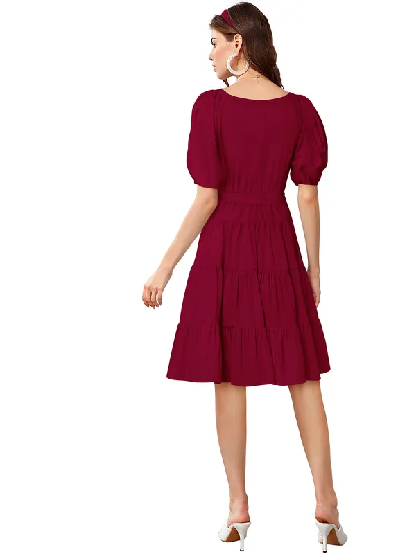 Peach__Stretchable_Knitting_Dress_for_Women