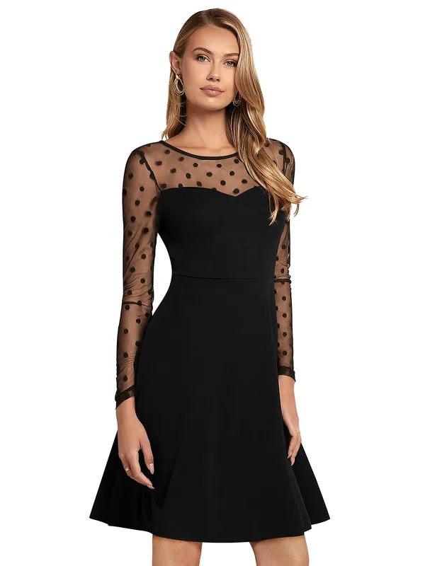 Black___Stretchable_Knitting_Dress_for_Women