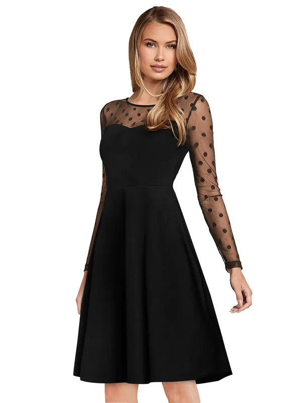 Black___Stretchable_Knitting_Dress_for_Women