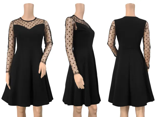 Black___Stretchable_Knitting_Dress_for_Women