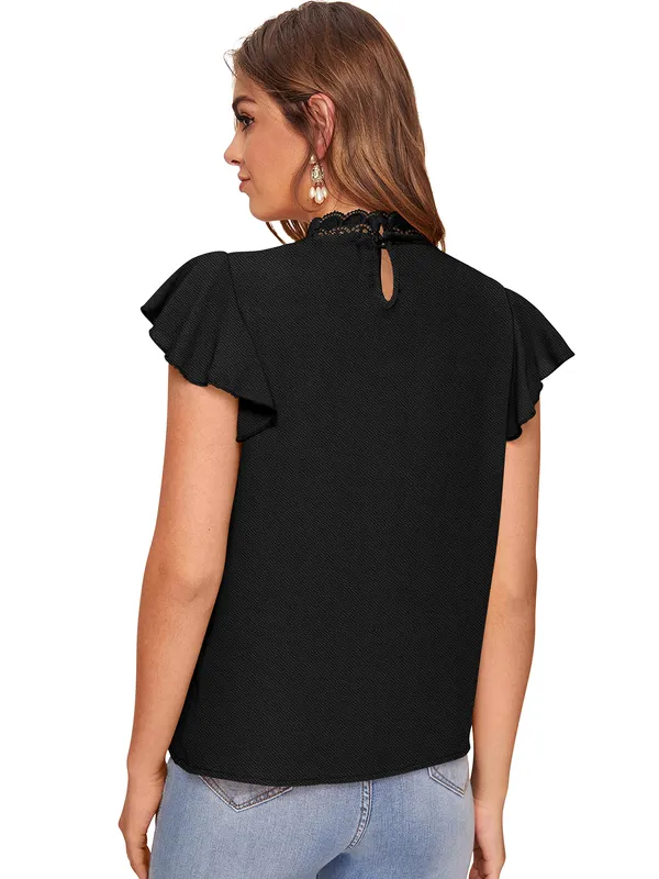 Black_Polyester_Knitting_T-Shirt_for_Women