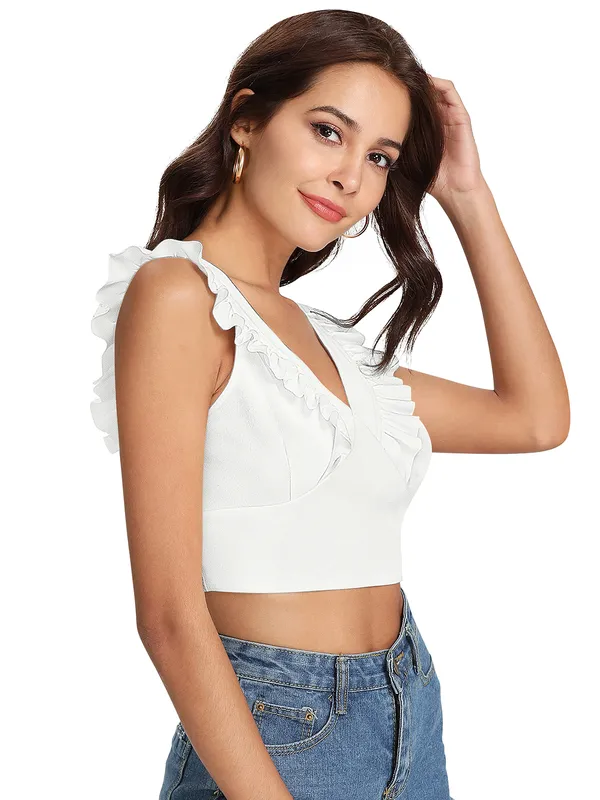 White_Polyester_Knitting_Tops_for_Women