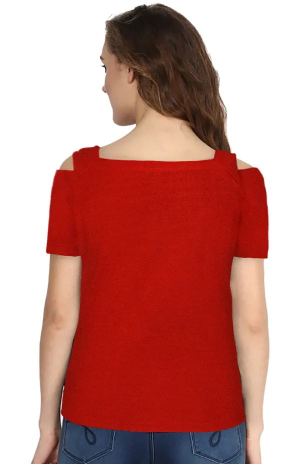 Red_Polyester_Knitting_T-Shirt_for_Women