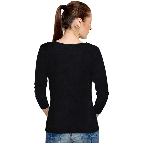 Black_Polyester_Knitting_T-Shirt_for_Women