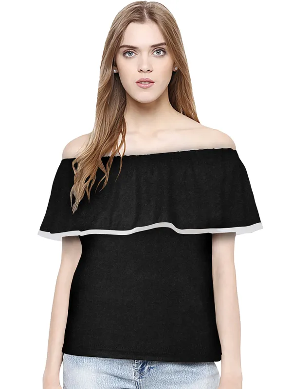 Black_Polyester_Knitting_T-Shirt_for_Women