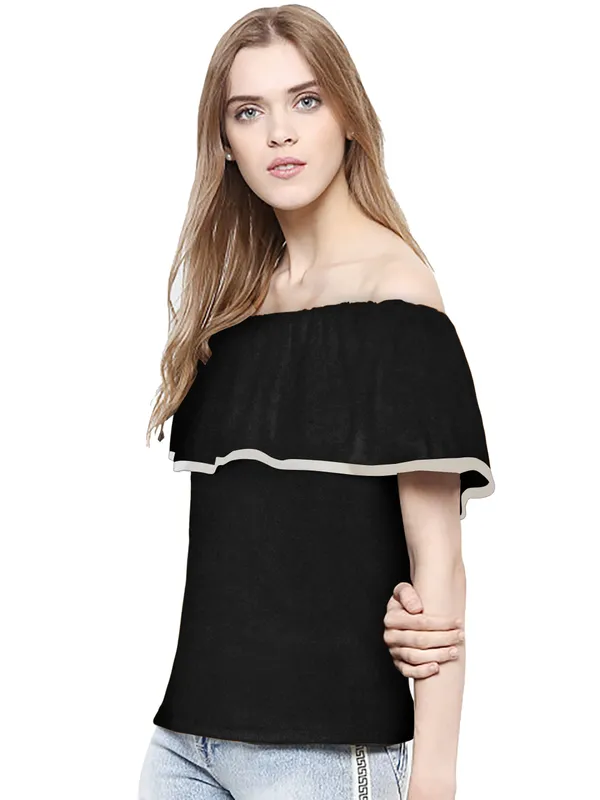 Black_Polyester_Knitting_T-Shirt_for_Women