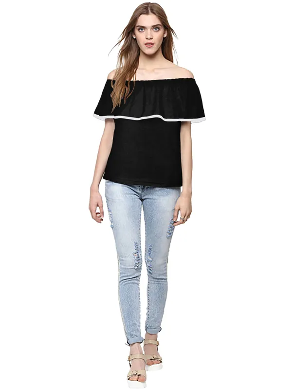 Black_Polyester_Knitting_T-Shirt_for_Women