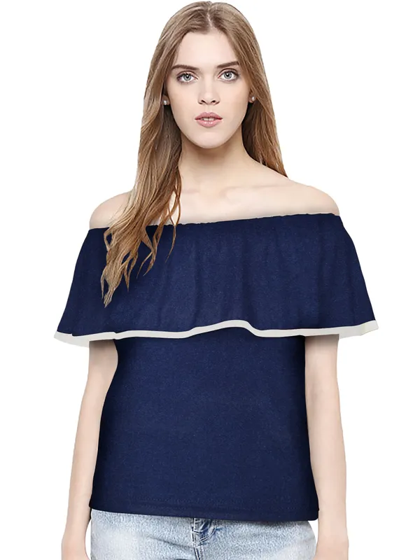 Blue_Polyester_Knitting_T-Shirt_for_Women