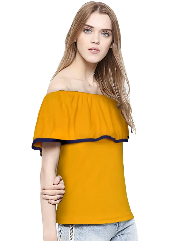 Yellow_Polyester_Knitting_T-Shirt_for_Women