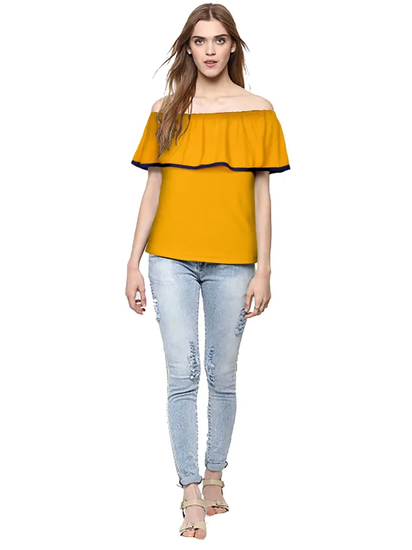 Yellow_Polyester_Knitting_T-Shirt_for_Women