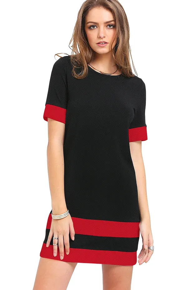 Red_Polyester_Knitting_T-Shirt_for_Women