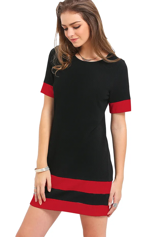 Red_Polyester_Knitting_T-Shirt_for_Women