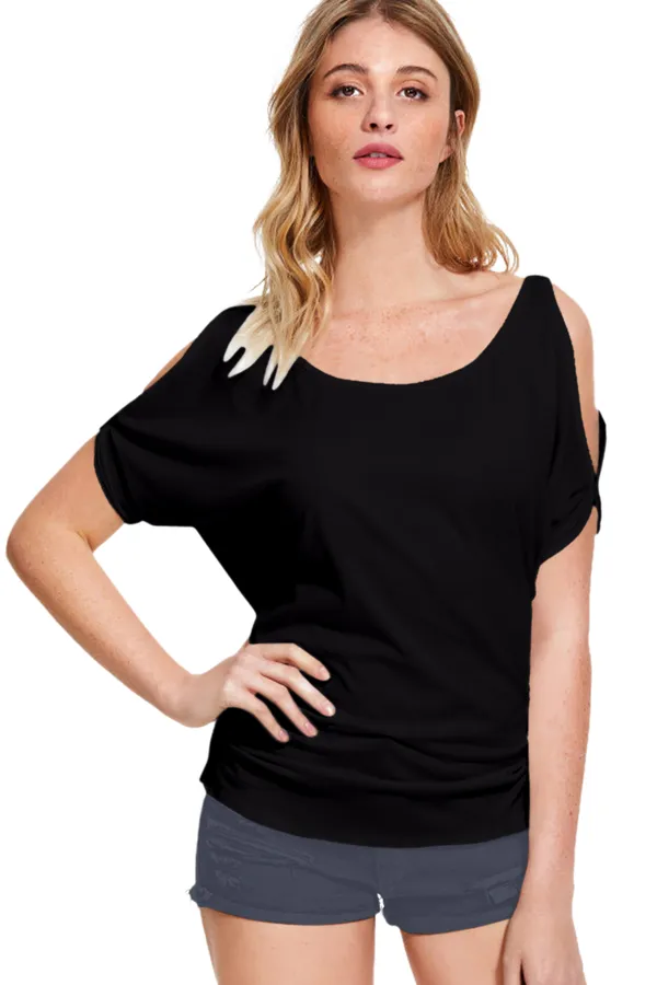 Black_Polyester_Knitting_T-Shirt_for_Women