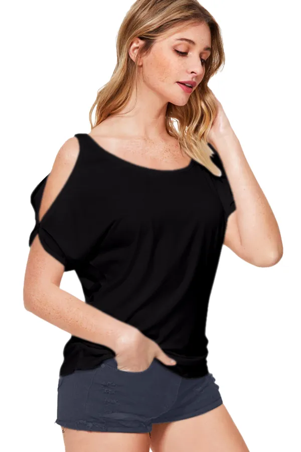 Black_Polyester_Knitting_T-Shirt_for_Women