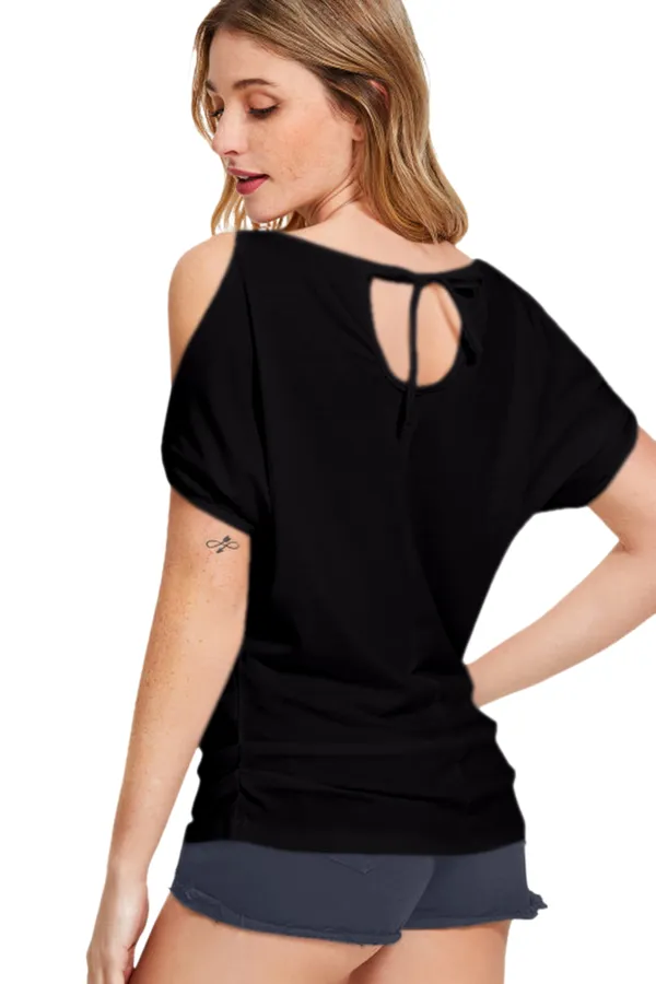 Black_Polyester_Knitting_T-Shirt_for_Women