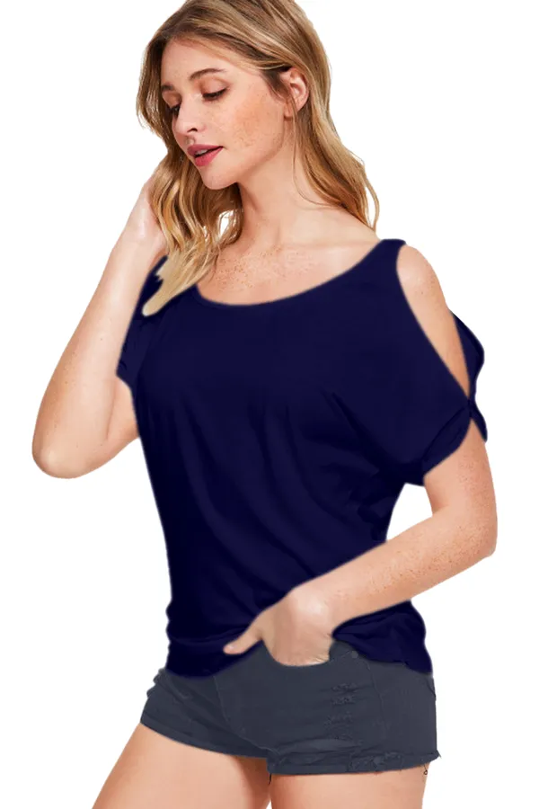 Blue_Polyester_Knitting_T-Shirt_for_Women