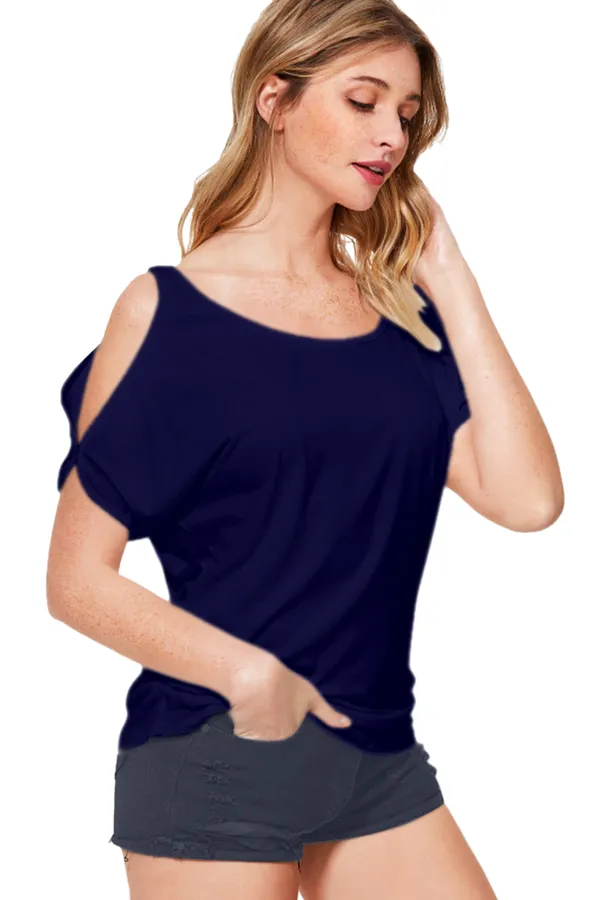Blue_Polyester_Knitting_T-Shirt_for_Women