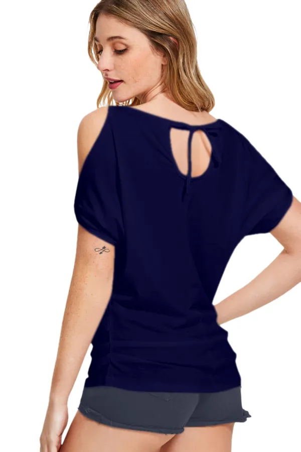 Blue_Polyester_Knitting_T-Shirt_for_Women