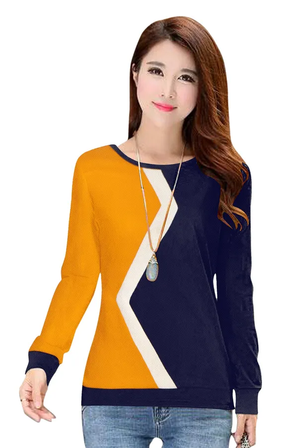 Yellow_Polyester_Knitting_T-Shirt_for_Women