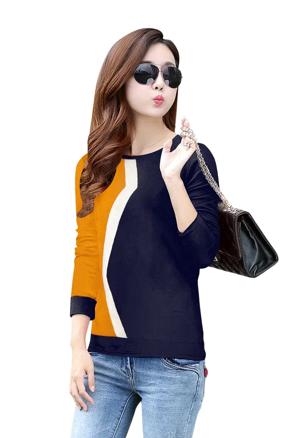 Yellow_Polyester_Knitting_T-Shirt_for_Women