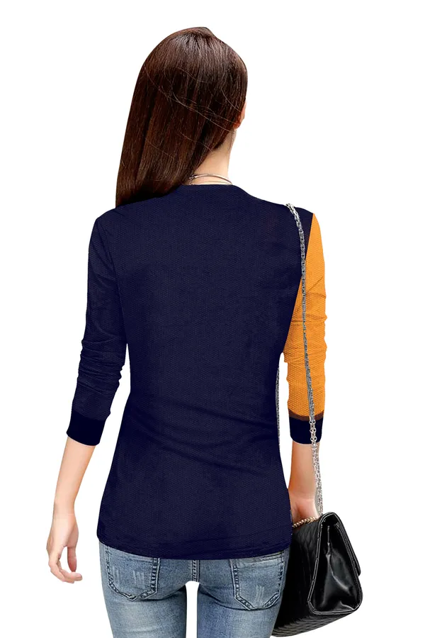 Yellow_Polyester_Knitting_T-Shirt_for_Women