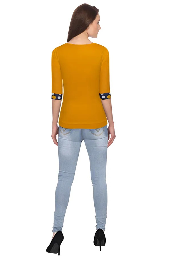 Yellow_Polyester_Knitting_T-Shirt_for_Women