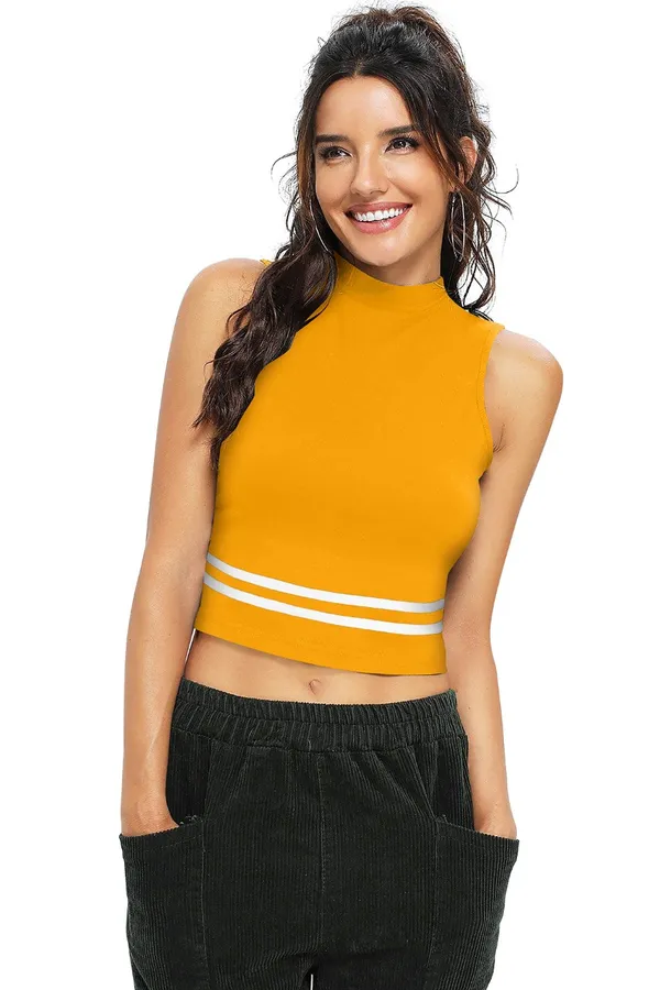 Yellow_Polyester_Knitting_Tops_for_Women