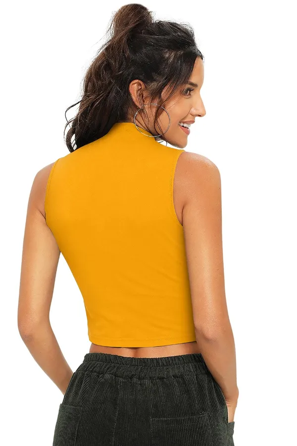 Yellow_Polyester_Knitting_Tops_for_Women