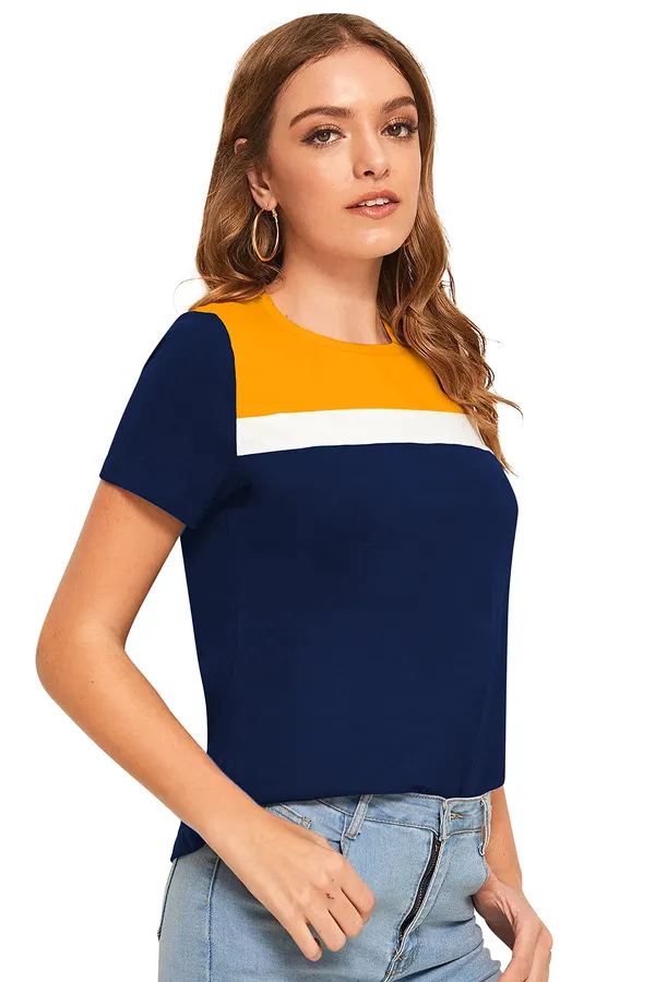 Yellow_Polyester_Knitting_T-Shirt_for_Women