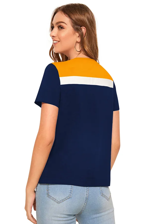 Yellow_Polyester_Knitting_T-Shirt_for_Women