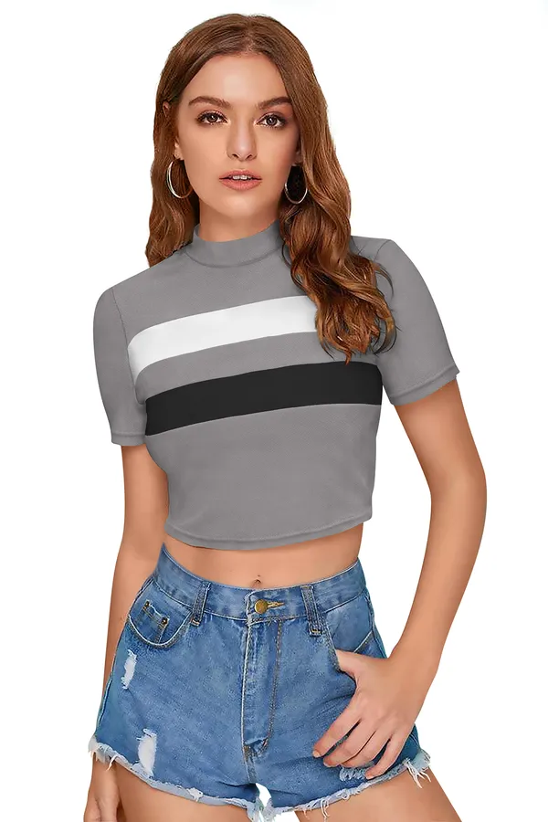 Grey_&_Black_Polyester_Knitting_Tops_for_Women