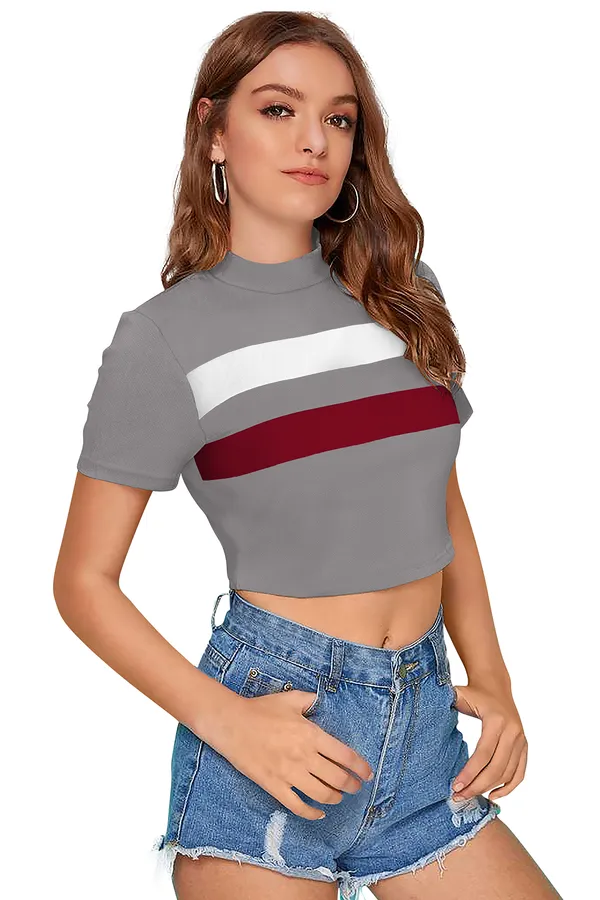 Grey_&_Maroon_Polyester_Knitting_Tops_for_Women