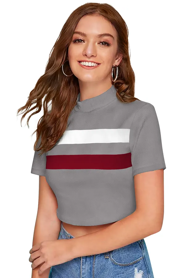 Grey_&_Maroon_Polyester_Knitting_Tops_for_Women