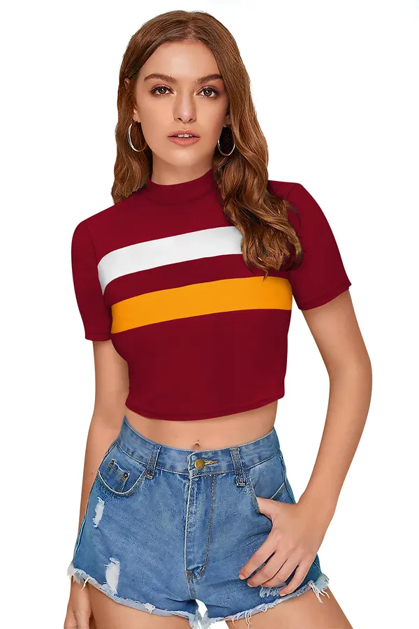 Maroon_&_Yellow_Polyester_Knitting_Tops_for_Women