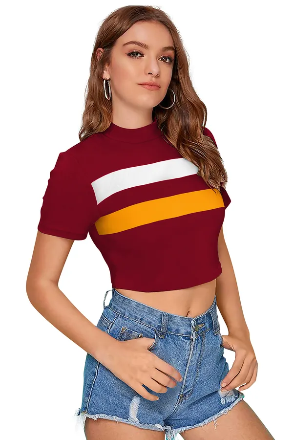 Maroon_&_Yellow_Polyester_Knitting_Tops_for_Women