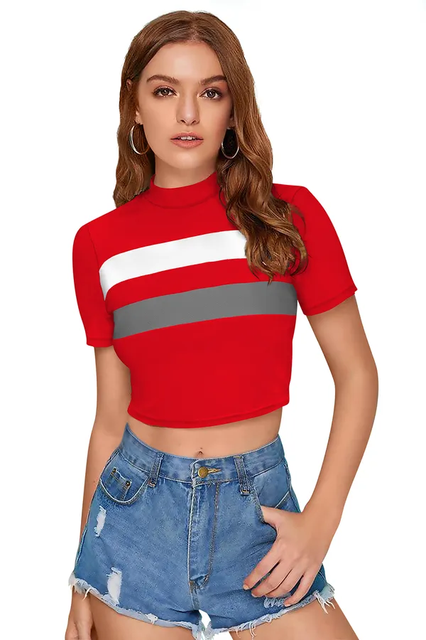 Red_&_Grey_Polyester_Knitting_Tops_for_Women