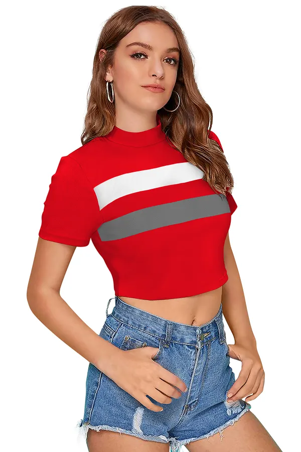 Red_&_Grey_Polyester_Knitting_Tops_for_Women