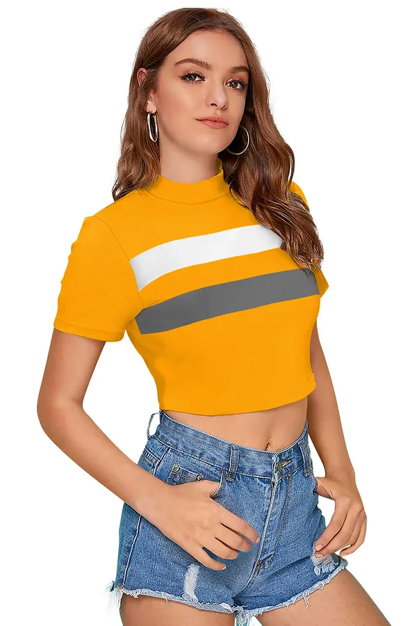 Yellow_&_Grey_Polyester_Knitting_Tops_for_Women