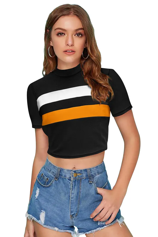 Yellow_Polyester_Knitting_Tops_for_Women