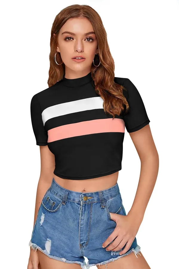 Black_&_Peach_Polyester_Knitting_Tops_for_Women