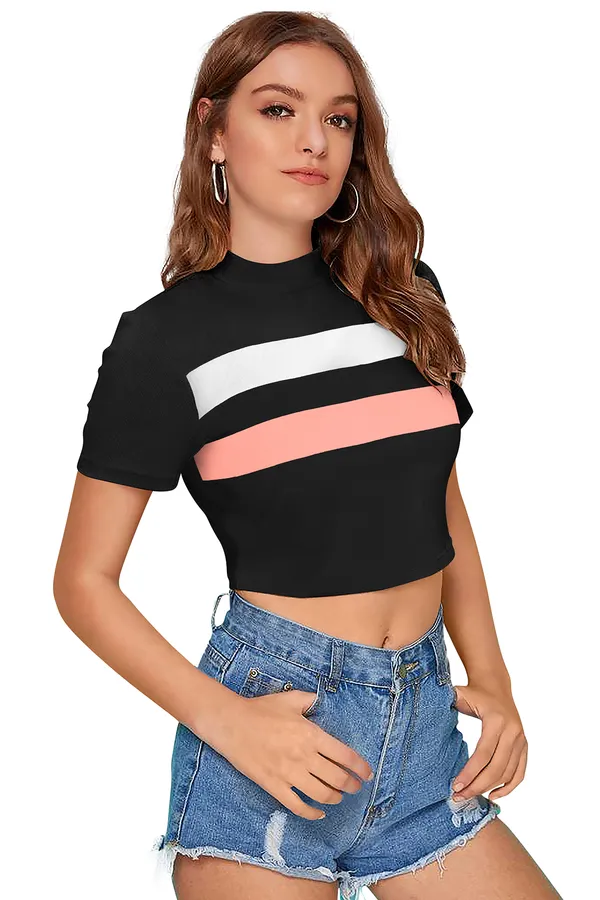 Black_&_Peach_Polyester_Knitting_Tops_for_Women